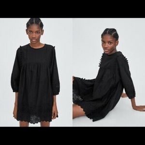 Zara black eyelet romantic romper dress